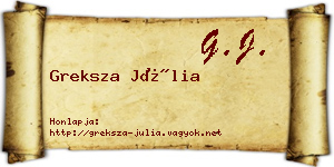 Greksza Júlia névjegykártya